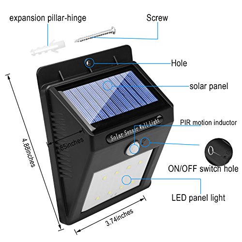 Miserwe Solar LED Lampen 2 Stück Solarbewegung Licht 8 LED angetriebenes Bewegung Solarlicht Outdoor Wasserdicht drahtloses angetriebenes Bewegung Solarlicht für Gärten - 6