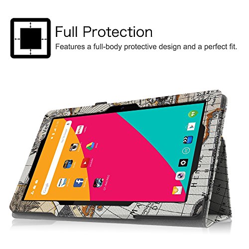 Fintie Dragon Touch X10 Folio Hülle Case – Slim Fit Folio Premium Kunstleder Schutzhülle Tasche Etui Smart Cover mit Standfunktion Stylus Loop für Dragon Touch X10 10.6 Zoll 8 Kern Android Tablet PC, Landkarte Design - 5
