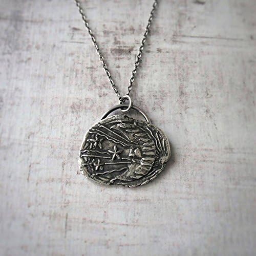 Solid Sterling Silver Sun Moon And Stars Wax Seal Necklace