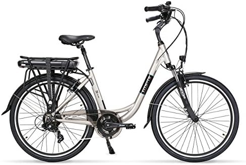 Fitifito Amsterdam City 26 Inch Electric Bicycle Bike E-bike Pedelec 36 V 250 W Bafang Rear Engine 7-Speed Shimano Switch – Matt Grey – Black