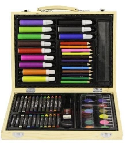 Children's 67 Piece Art Set in Wooden Box with Pens , Paints and Pencils/ Toys Game Play Kids Childrens Child Toddler Baby Cool Activity Educational Creative Fun Special Unique Devlopment Developmental Friends Boys Girls Present Latest Newest Learning Outdoor Indoor Room Home House Easy Coolest Hands Smart Motoric Classic Constructions Preschool Popular Large Little Small Big