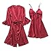 Produktbild Mimihuhu A068 Damen Pyjamas Mantel gürtel Kleid Anzug nach Hause Service(rot,XL)