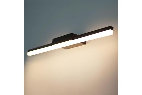 DILUMEN Lampe LED Pour Miroir Salle de Bain 56cm, Métal 14W 1200 Lumen 230V, Blanc Chaud 3000K IP44 Étanche, Noir Applique Murale, Luminaire Moderne
