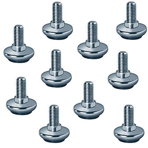 Preisvergleich Produktbild 10 Stück - Verstellschraube M10 Möbel-Regulierschraube Tischbeine & Maschinen - Schränke / Möbelschraube Metall verzinkt / Möbelfuß mit schwarzem Kunststoffgleiter / Möbelbeschläge von GedoTec®