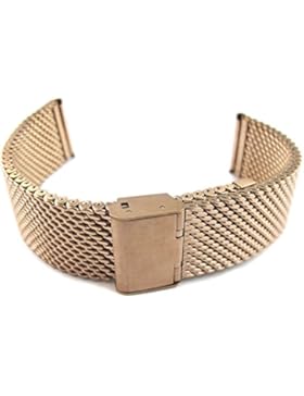 MapofBeauty Gitterband aus Edelstahl Armbanduhr-Uhren Rosenrot Uhrenarmbands-Gold Uhrenschließen-22 Millimeter