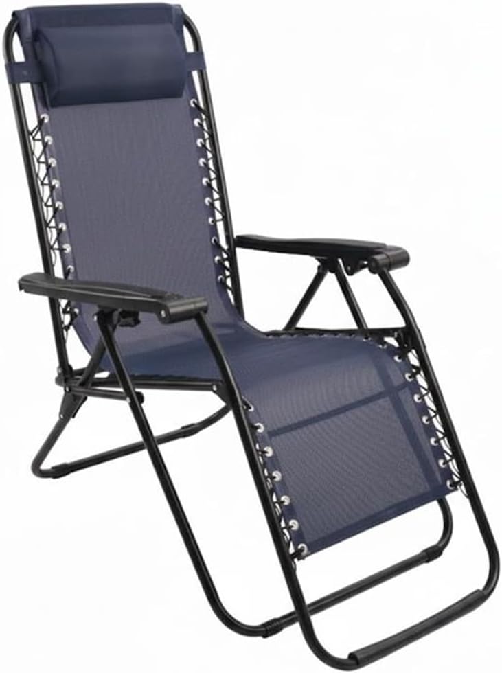 Creaciones Llopis ARW Silla Hamaca Plegable para Exterior con Cojín Silla Tumbona Gravity Plegable para Playa Medidas 158x63x106 cm. (Azul)