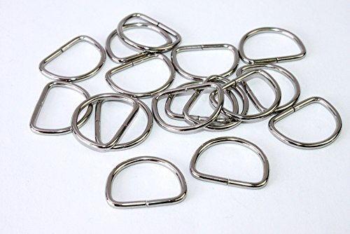 D-Ringe-Halbringe, 10 Stück 20x15x2mm *verchromt* für 20mm Gurt/Band geeignet.