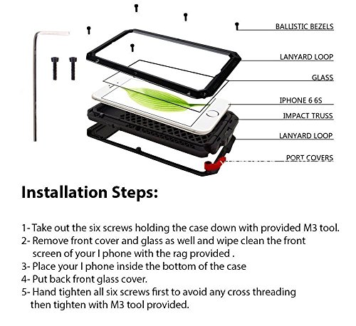 iPhone 6 6S Funda  GingkoTree Caja de Aluminio Resistente al Agua A Prueba de Choque Polvo   Suciedad   Nieve Proof Aluminum Gorilla Metal de Vidrio Heavy Duty Armor Protecci  n Funda para el iPhone 6 6S