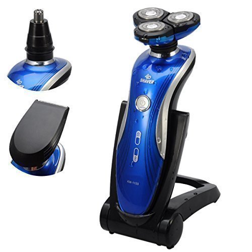 OFTEN Men's 3 in 1 Washable Rechargeable Cordless 3D Electric Rotary Shaver With Nose Trimmer and Sideburns Trimmer