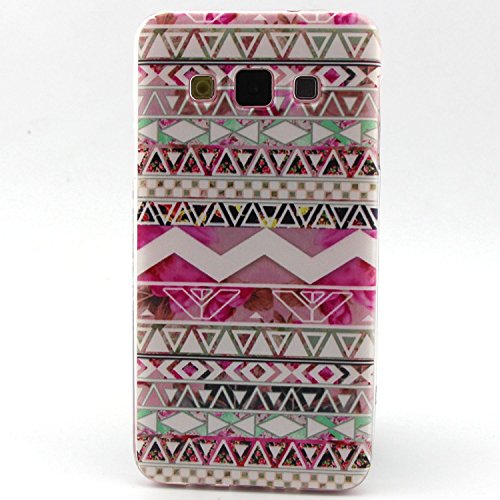 Samsung Galaxy A3(2015 Modell) Hülle Silikon Schutzhülle Tasche Case,Weiches Silikon TPU Gel Bumper Case Etui Schale Cover Skin,Herzzer Modisch Hochwertig Ultra Dünn Slim Thin Bunt Handytasche Mit [Rosa Tribes Muster] Guter Schutz Kratzfest Flexibel Leicht Gummi Rubber Jelly Soft Protective Stabil Handyhülle Schutztasche Back Cover Case Shell für Samsung Galaxy A3(2015 Modell) + 1 x Frei Rosa Handy Halterung Ständer + 1 x Frei Rosa Touch Pen Stift Stylus - 2