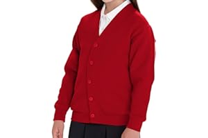 L S U Cardigan d'école à manches longues extensible pour filles de 3 à 13 ans
