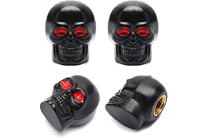 Soleebee Set of 4 Valve Caps Skull Chrome Tyre Valve Caps Skull Car Accessories Universal Valve Caps for Car SUV Car Motorcycle Bicycle (Skull Black)