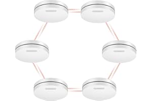 XINDUM Rauchmelder Vernetzt 6er Set Funkrauchmelder mit 10 Jahre Batterie Flach weiß Feueralarm Für Feuerwarnung Heim