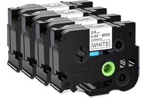 Molabel TZe-251 zestaw 4 sztuk, czarno-białe, kompatybilne z urządzeniami Brother Tape for Brother PT-160, PT-E500VP, PT-D600PT, PT-D600VP, PT-P700, PT-P750W, P900W, PT-P950NW, PT-1650