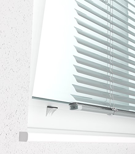 DESWIN Jalousien – Klemm-Jalousie – 90 x 150 cm SILBERGRAU – Aluminium – (mit Klemmhaltern, Magnete, Halter zum Schrauben) - 6