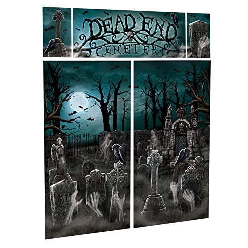 Fancy Dress VIP 5pc Dead End Cemetery Halloween Scene Setter Decorating Kit