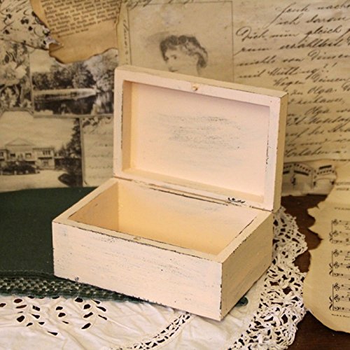 Vintage Schatulle 22x14x10 cm Herz Box Kiste Kasten Holzkiste Dekokiste - 2