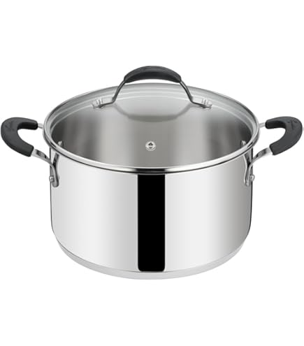 Lagostina Praktische kookpan van staal 18/10 met dubbele siliconen handgrepen, pan voor inductie, gas en oven tot 210°, 20 cm