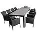 Produktbild 11tlg. Sitzgarnitur Gartengarnitur Gartenmöbel Terrassenmöbel Set Sitzgruppe XXL Ausziehtisch Polywood 224/284/344x100cm + 10x Polyrattan Stapelsessel inkl. Kissen