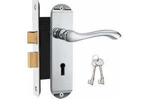 HAIFUAN Polished Chrome Bedroom Door Lock Set(Backset 45MM, 65MM Width) (Z01-ET-45)
