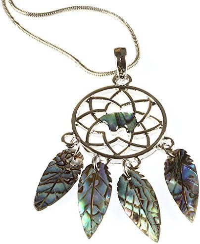 Paua Shell Bear Spirit Dream Catcher Necklace