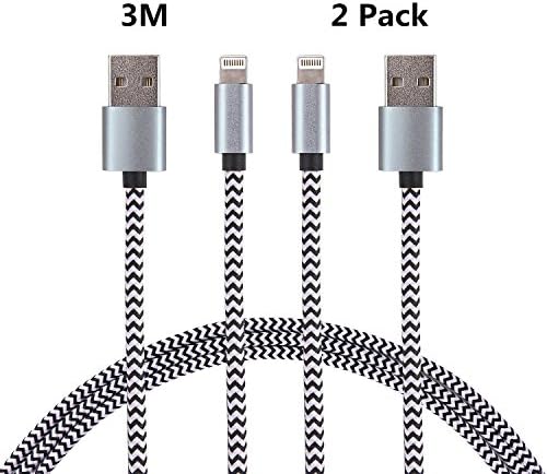 iPhone Charger, HongKe 10ft/2 Pack Nylon Braided USB iPhone Lighting Charging Cable Fast Data Sync USB Cable for iPhone 7 Plus 6S Plus 6 Plus SE 5S 5C 5, iPad 2 3 4 Mini, iPad Pro Air 2, iPod (Black)