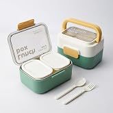 Deconox Paslanmaz &Ccedil;elik Hazneli Kulplu Yemek Kabı 1010 ml, B&ouml;lmeli Lunch Box Seti, &Ccedil;atal Kaşık Dahil, Kilitli Kapaklı Taşıma 