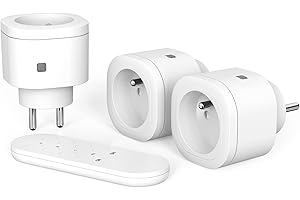Prise Telecommande sans Fil 3000 W, SURNICE Intelligente Prises Télécommandées Programmable pour Décoration de Vacances, Portée de 80 M, All On/Off, Blanc