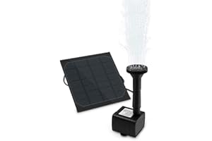 Solar Springbrunnen, omitium Solar Teichpumpe Garten Wasserpumpe Solarpumpe mit 1,2W Monokristalline Solar Panel Brunnen für Gartenteich Vogel-Bad, Fisch-Behälter, Kleiner Teich, Garten Springbrunnen