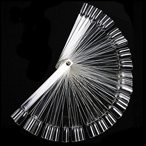 chinkyboo Clear False Nail Art Tips Sticks polish Display Fan Practice salon-Pack of 50