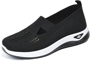 BAWUTZ Damen Sommer Sneaker, Atmungsaktives Mesh Slip On Walkingschuhe Krankenschwester, Turnschuhe Mit Luftkissen Weich Bequeme Sandalen Sportschuhe für Trekking Workout Running