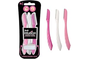 Wilkinson Sword Intuition Eyebrow Shaper for Women, Pack of 3 Disposable Razors, Exfoliating Dermaplaning Tool, Facial Hair Remover & Trimmer
