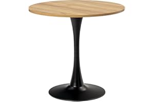 ‎MEUBLE COSY MEUBLE COSY Runder Esstisch Klein Tisch Küchentisch Esszimmertisch 2-4 Personen für Küche, Wohnzimmer, Büro, 80x80x75cm, Eiche + Schwarz