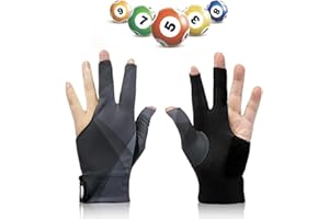 ARTOCT Guanto da biliardo, Guanti da biliardo da biliardo Mano sinistra, Guanti da biliardo a 3 dita aperte per uomo Donna, Guanti elastici antiscivolo traspiranti Stecca da biliardo per la mano sinistra