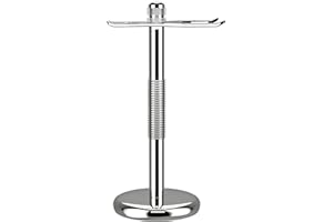 GRUTTI Supporto per Rasoio Classico e Pennello da Rasatura Supporto per rasoio di sicurezza, Supporto Rasoi 2-in-1 - Portarasoio/Spazzola in Metallo Cromato