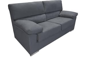 Homey - Sofá de 3 Plazas para Salón o Sala de Estar, Modelo Armin, Diseño Moderno, Cómodo y Funcional, Tapizado Cairo Acabado en Grafito