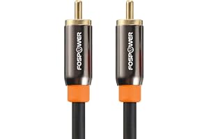 FosPower 24K guldpläterad RCA-ljudkabel, RCA, hane till hane, koaxialkabel för förstärkare, hemmabio, HDTV, Soundbar och Subwoofer - 1.8m