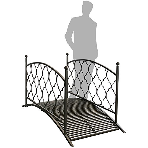 Gartenbrücke Teichbrücke Metallbrücke Gartenteichbrücke, B180xT80xH91cm, Metall, Antik-Optik, Brücke mit Geländer