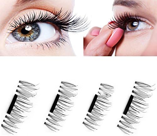 SHEMROW False Magnetic Eyelashes - No Glue, Mess-Free Reusable Lashes - Beautiful Natural Enhanced Eyes, Volumized Lashes (1 Pair, 4 Pcs)