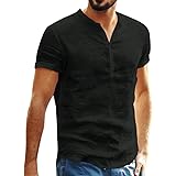 Fannyfuny Maglietta T-Shirt da Uomo Estivo Top Camicia Maniche Corte Uomo Estivi da Uomo Camicia in Cotone Lino a Maniche Cor