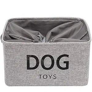 Geyecete Canvas Dog Treats Basket with a Drawstring Keep Away from dust -Foldable Dog Food Basket Basket for Dogs Treats Storage-Gray