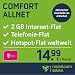 Produktbild mobilcom-debitel Comfort Allnet im Telekom Netz (14,99 EUR monatlich, 24 Monate Laufzeit, Telefonie-Flat in alle deutschen Netze, EU-Flat, 2GB Internet Flat mit max. 21,6 MBit/s, Triple-Sim-Karten)