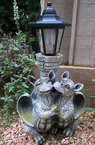Drachenkind verliebt mit Solar Laterne Drache Figur Gartenfigur Liebe - 2