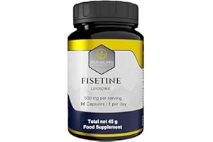 NOVAGING Fisetine Liposomale Anti-âge - Antioxydant - 100% Végan 90 gélules. 3 mois, 500 mg pure - Biodisponibilité maximale - Fortement dosé - Testé Sans additifs, OGM ni Allergènes. Made in Europe.