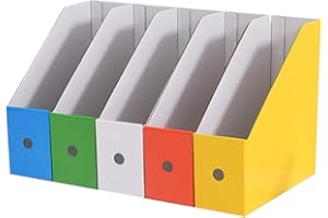 Hggzeg File Magazine Holder, 5 Pack Waterproof Desktop Storage Box A4 Paper Document Organizer for School Dormitory,Office,Home Files Storage (Multicolor)