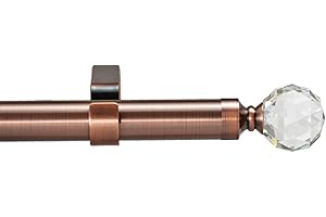 YOUR HOME ONLINE 28mm Antique Copper Metal Eyelet Curtain Pole Crystal Finial Various Lengths (3m)