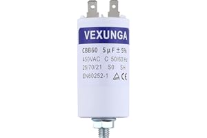 VEXUNGA CBB60 Capacitor 5uF 450V Motor Starting Capacitors 5µF 450Volt 35x65MM Connector M8 50/60Hz for Swimming Pump Washing Machine
