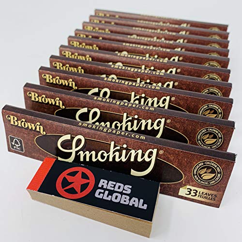 Reds Global Brand Exclusive 2 Tips Packs and Smoking King Size Rolling Papers (Brown 10 Booklets)