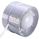 Inline Extractor Fan with Mixed Flow, 125 mm 240m&sup3;/h 16W, Air Circulation in Vents, Bathrooms, Kitchens, Greenhouses, Tents (