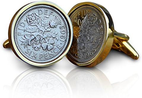 Genuine Polished 1953 Gold Sixpence Coin Cufflinks Vintage, 70th Birthday Anniversary Present, Gift Boxed